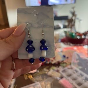 Glass mushroom earrings